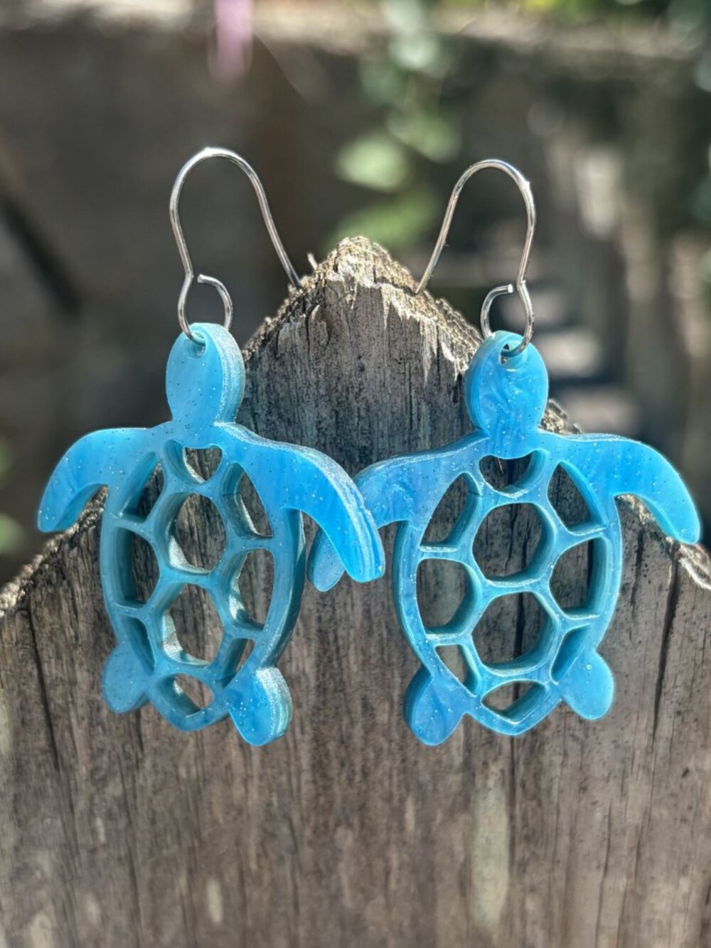 Turtle Blue Dangle Earrings Ocean Lady Bella Designs Sea Life Summer Gift NEW - Picture 1 of 12